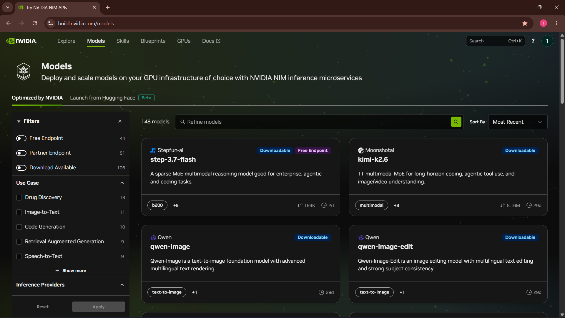 NVIDIA models page